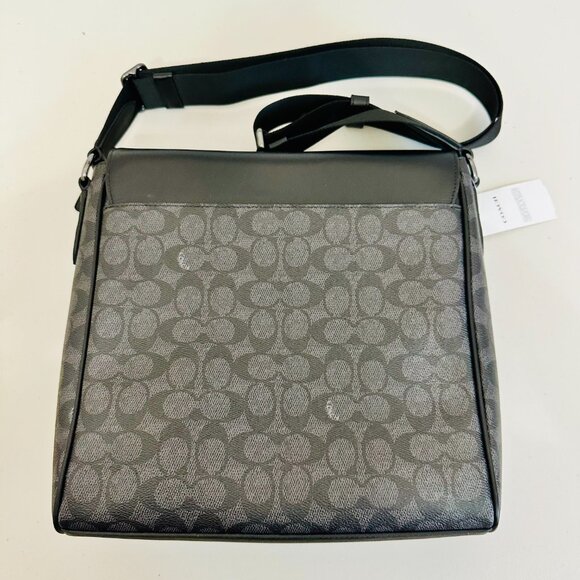 COACH HOUSTON MAP BAG IN SIGNATURE CANVAS CROSSBODY MESSENGER BAG UNISEX - Picture 3 of 11